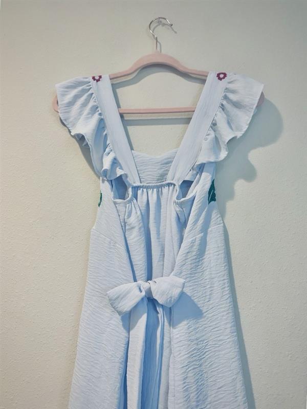 Palomita Dress | Hand-Embroidered Knee-Length Dress with Birds, Butterflies & Florals | Handmade Mexican Clothing